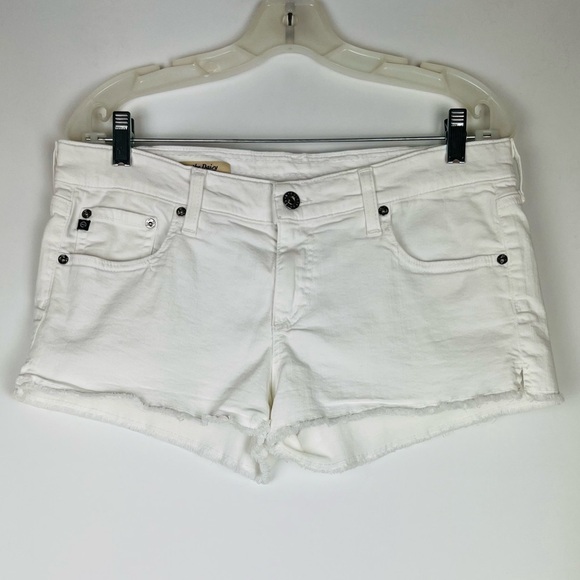 AG Adriano Goldschmied The Daisy Low-Rise White Denim Cut Off Shorts - Picture 1 of 5